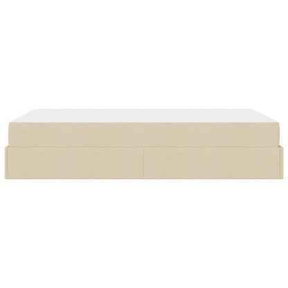 Bettgestell mit Matratze 2 stk. Creme Stoff