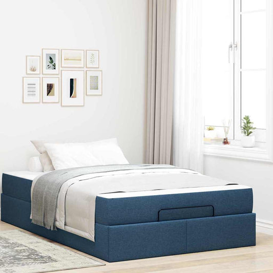 Bettgestell mit Matratze Blau 120 x 200 cm Stoff