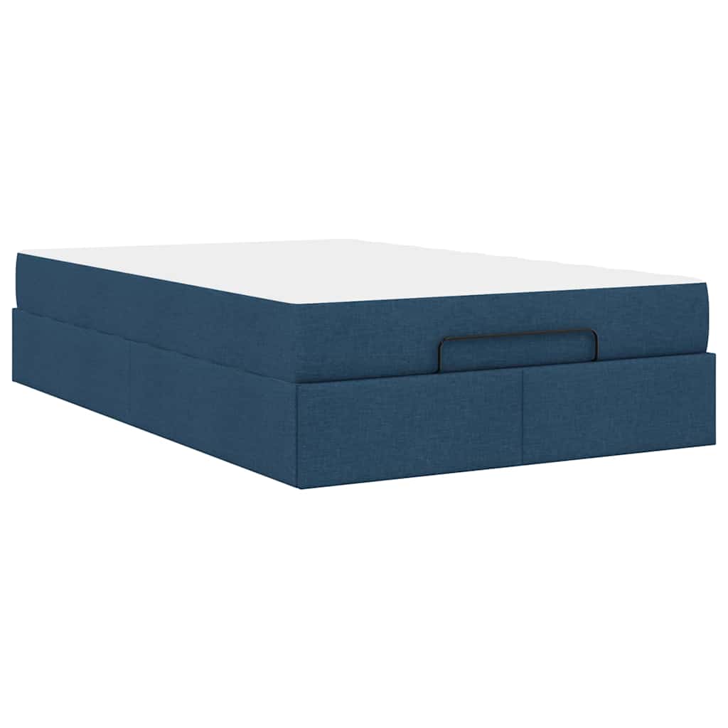 Bettgestell mit Matratze Blau 120 x 200 cm Stoff