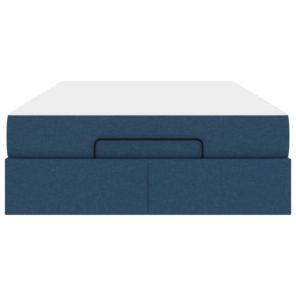 Bettgestell mit Matratze Blau 120 x 200 cm Stoff