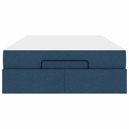 Bettgestell mit Matratze 2 Stk. Blau Stoff
