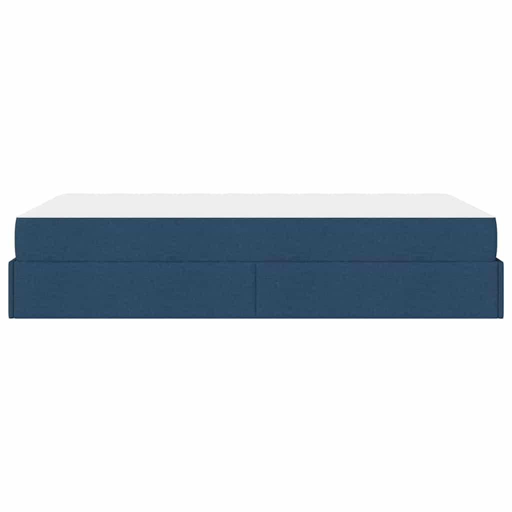 Bettgestell mit Matratze Blau 120 x 200 cm Stoff