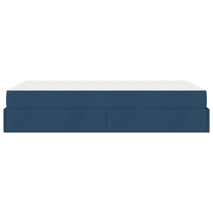 Bettgestell mit Matratze 2 Stk. Blau Stoff