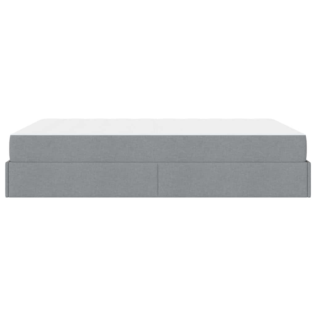 Bettgestell mit Matratze Hellgrau 140 x 190 cm Stoff