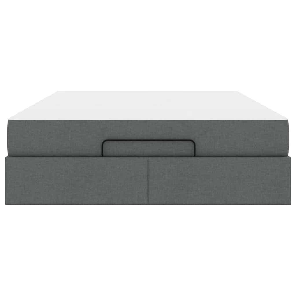 Bettgestell mit Matratze Dunkelgrau 140 x 190 cm Stoff