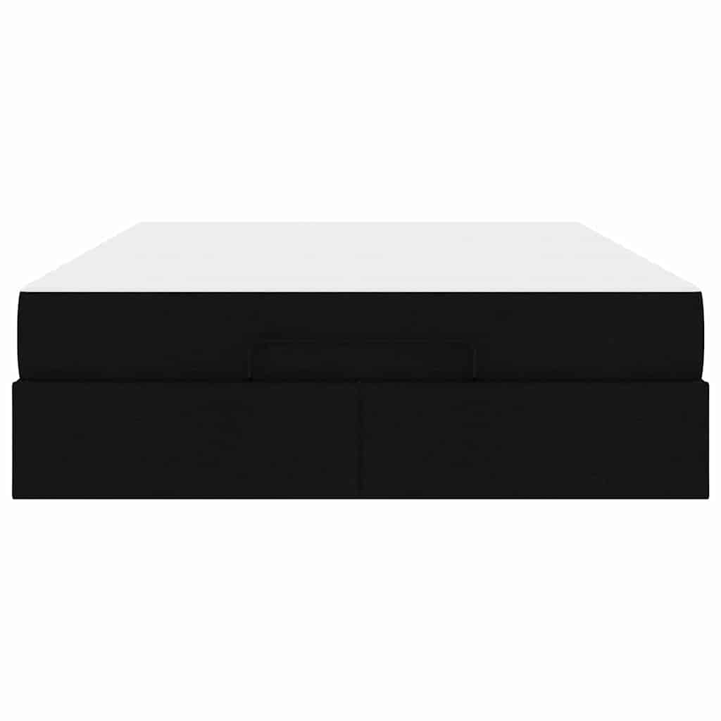 Bettgestell mit Matratze Schwarz 140 x 190 cm Stoff