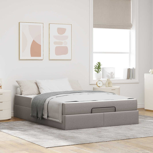 Bettgestell mit Matratze 2 stk. Taupe Stoff