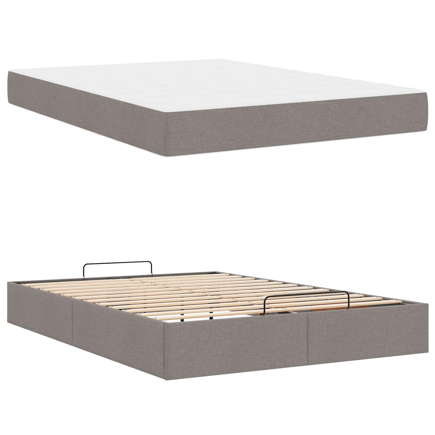 Bettgestell mit Matratze 2 pcs Taupe Stoff
