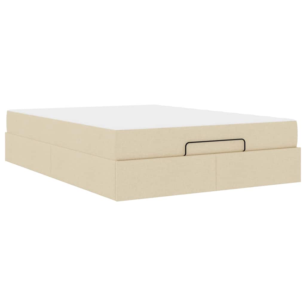 Bettgestell mit Matratze Creme 140 x 190 cm Stoff