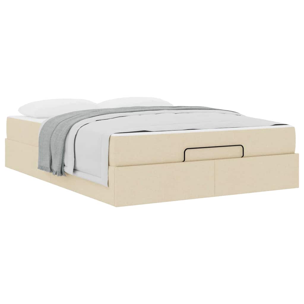 Bettgestell mit Matratze Creme 140 x 190 cm Stoff