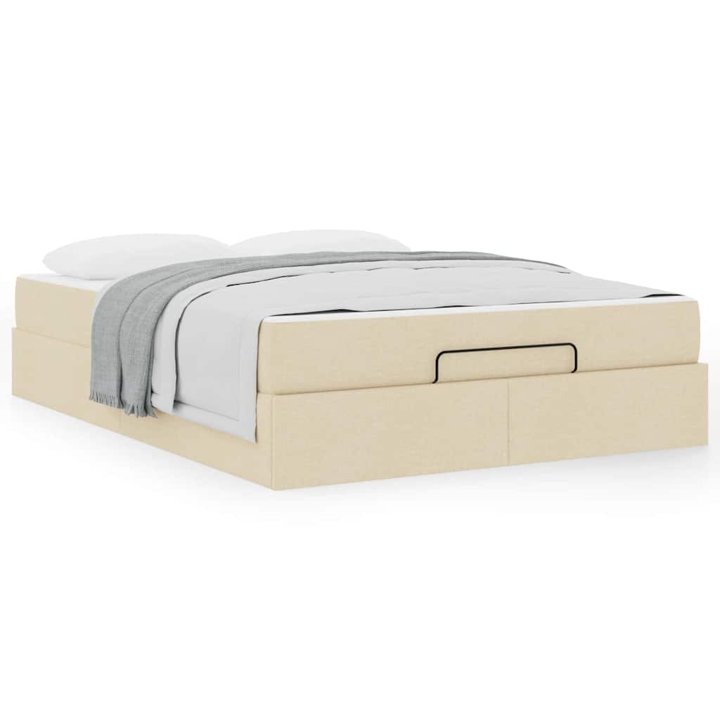 Bettgestell mit Matratze Creme 140 x 190 cm Stoff