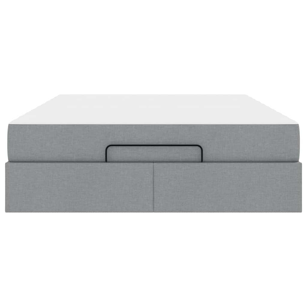 Bettgestell mit Matratze Hellgrau 140 x 200 cm Stoff