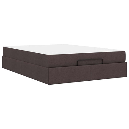 Bettgestell mit Matratze 2 Stk. Hellbraun Stoff