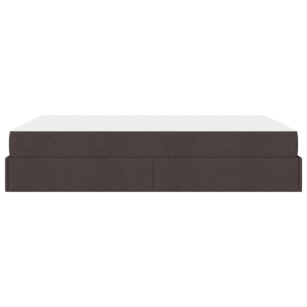 Bettgestell mit Matratze Dunkelbraun 140 x 200 cm Stoff