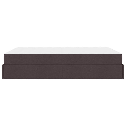 Bettgestell mit Matratze 2 Stk. Hellbraun Stoff