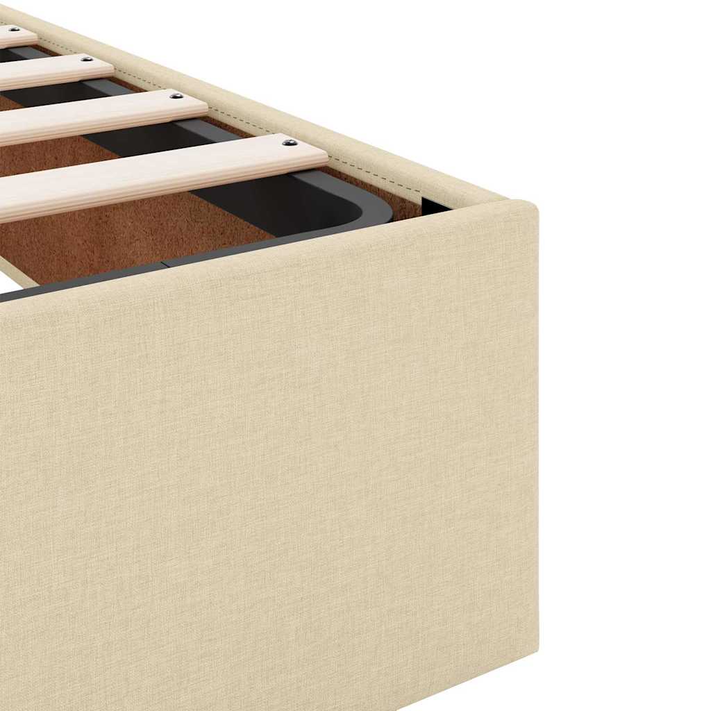 Bettgestell mit Speicher Creme 140 x 200 cm Stoff