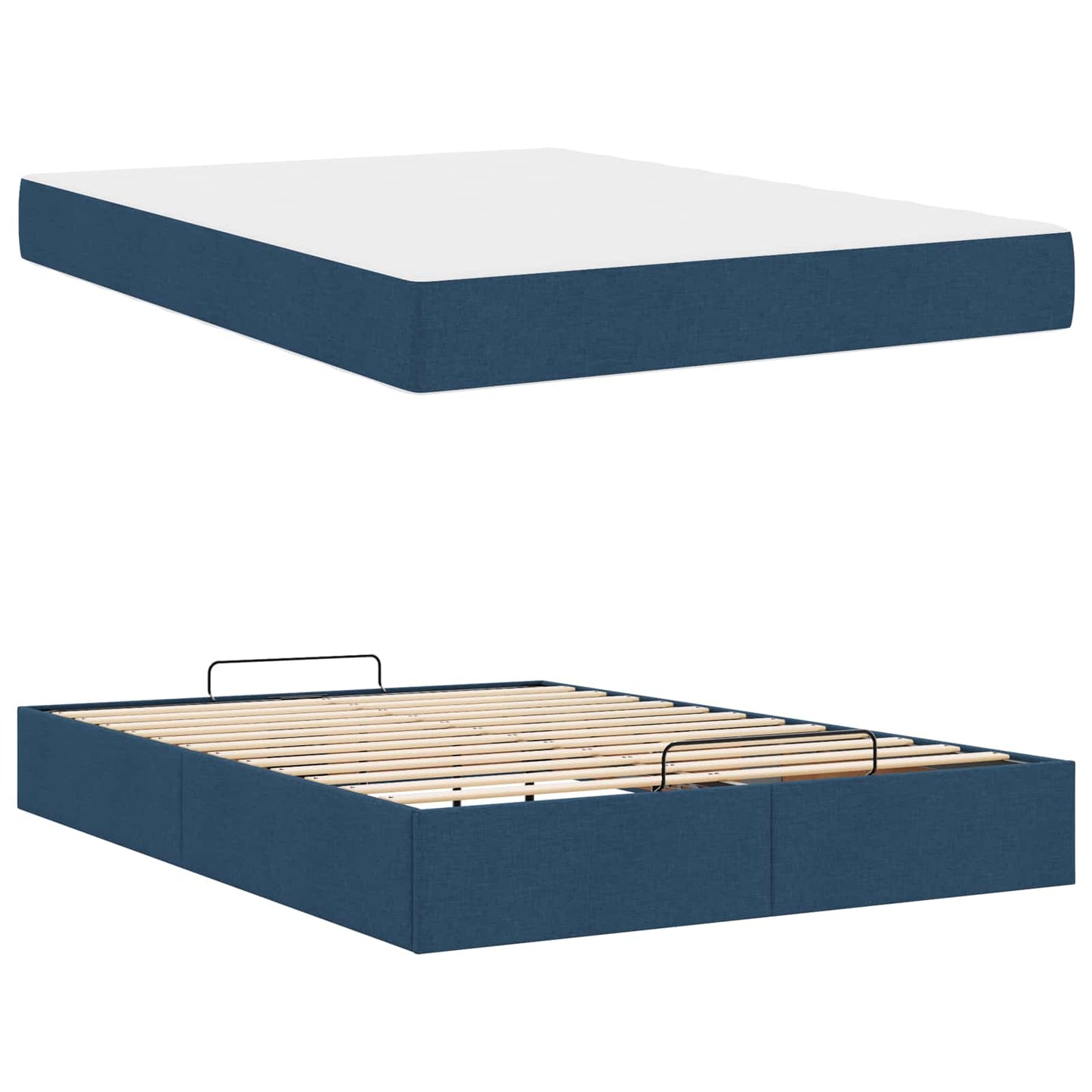 Bettgestell mit Matratze 2 Stk. Blau Stoff