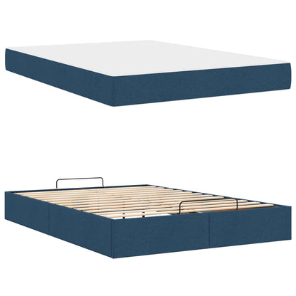 Bettgestell mit Matratze 2 Stk. Blau Stoff