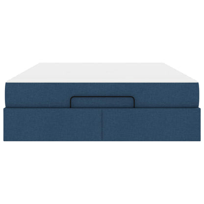 Bettgestell mit Matratze 2 Stk. Blau Stoff