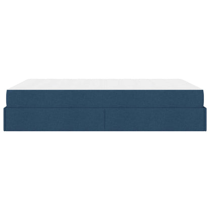 Bettgestell mit Matratze 2 Stk. Blau Stoff