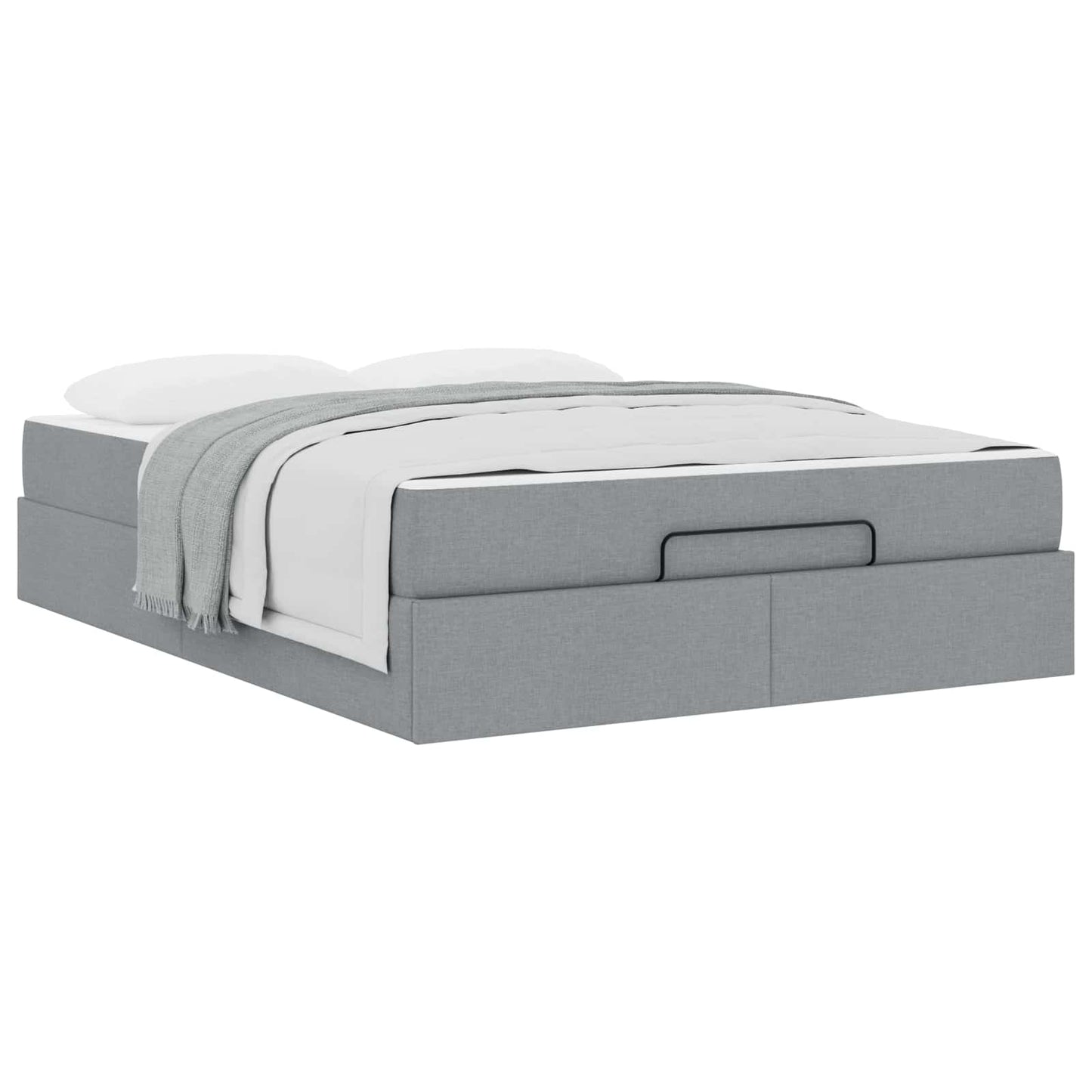 Bettgestell mit Matratze 2 pcs Hellgrau Stoff