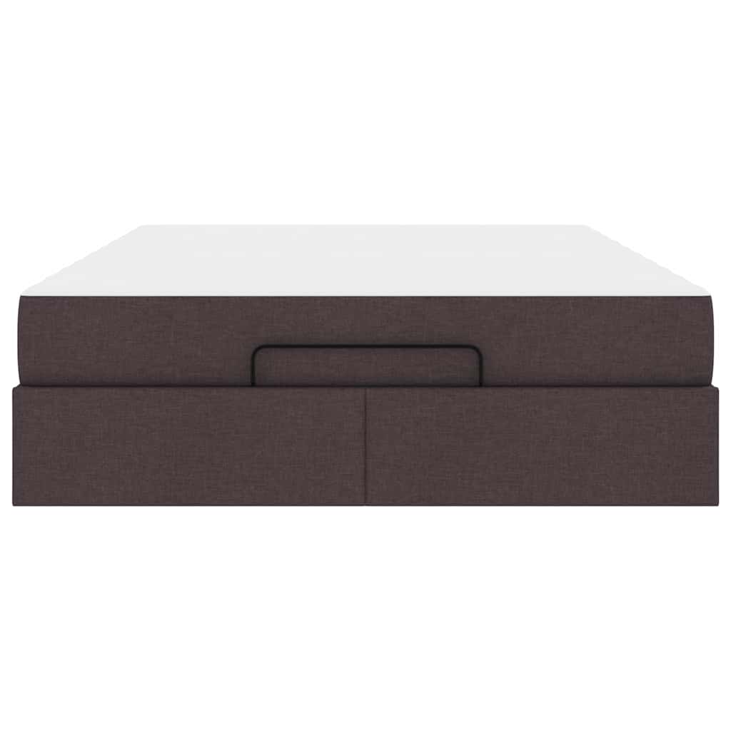 Bettgestell mit Speicher Dunkelbraun 160 x 200 cm Stoff