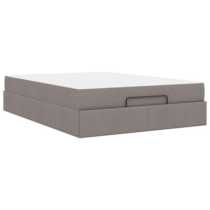 Bettgestell mit Matratze 2 Stk. Taupe Stoff