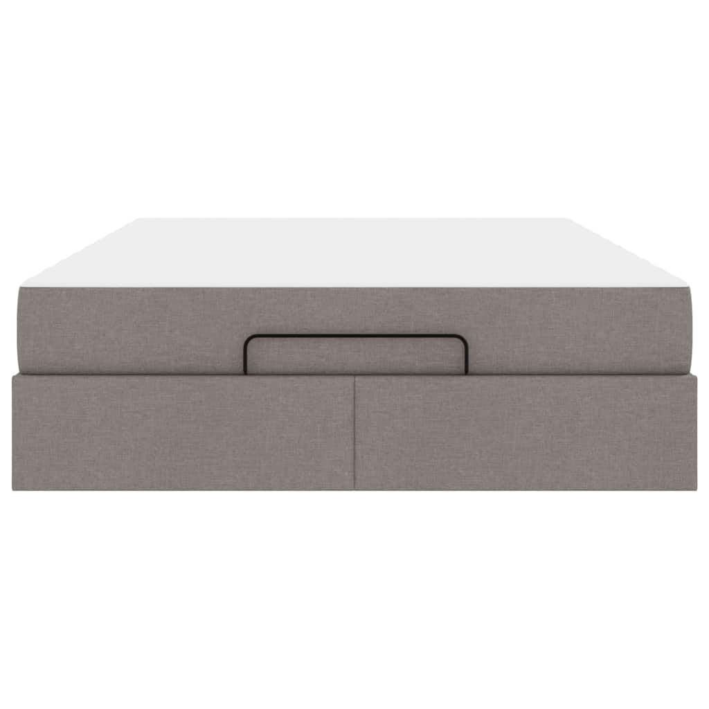 Bettgestell mit Speicher Taupe 160 x 200 cm Stoff