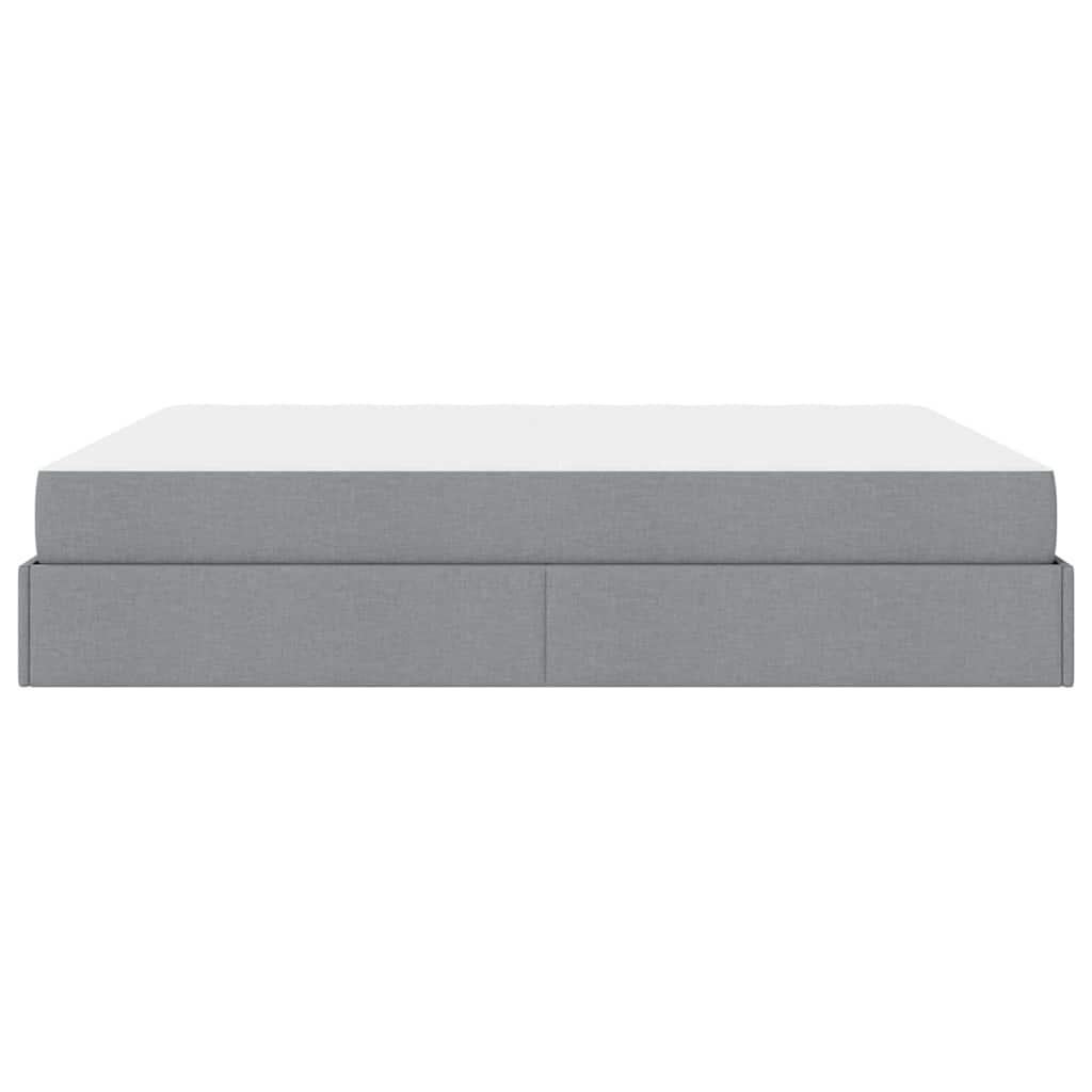 Bettgestell mit Speicher Hellgrau 180 x 200 cm Stoff