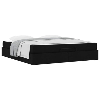 Bettgestell mit Matratze 2 stk. Schwarz Stoff