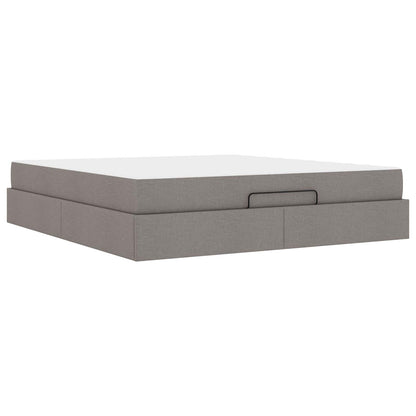 Bettgestell mit Matratze 2 Stk. Taupe Stoff