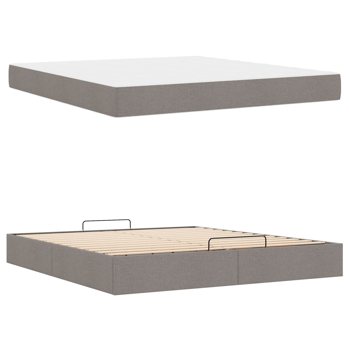 Bettgestell mit Matratze 2 Stk. Taupe Stoff
