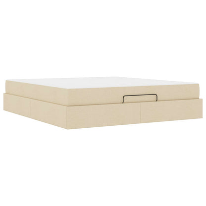 Bettgestell mit Matratze 2 Stk. Creme Stoff