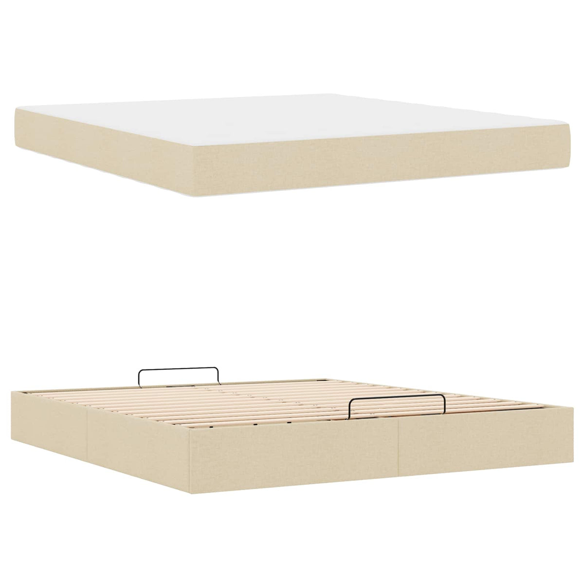 Bettgestell mit Matratze 2 Stk. Creme Stoff