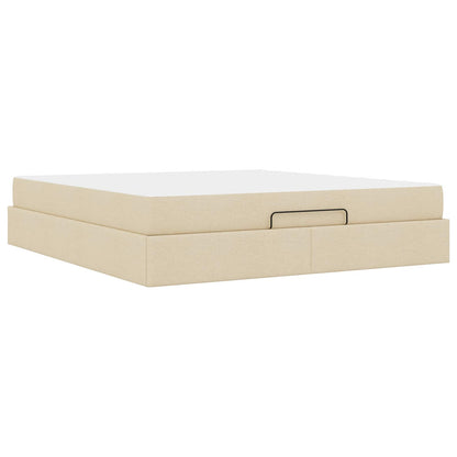 Bettgestell mit Matratze 2 Stk. Creme Stoff