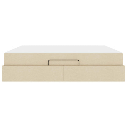 Bettgestell mit Matratze 2 Stk. Creme Stoff