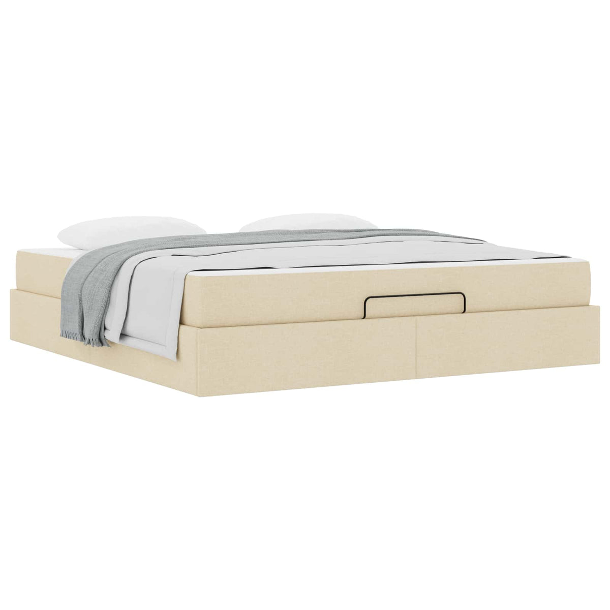 Bettgestell mit Matratze 2 Stk. Creme Stoff