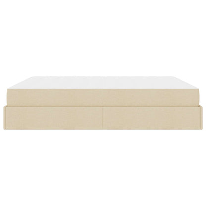 Bettgestell mit Matratze 2 Stk. Creme Stoff