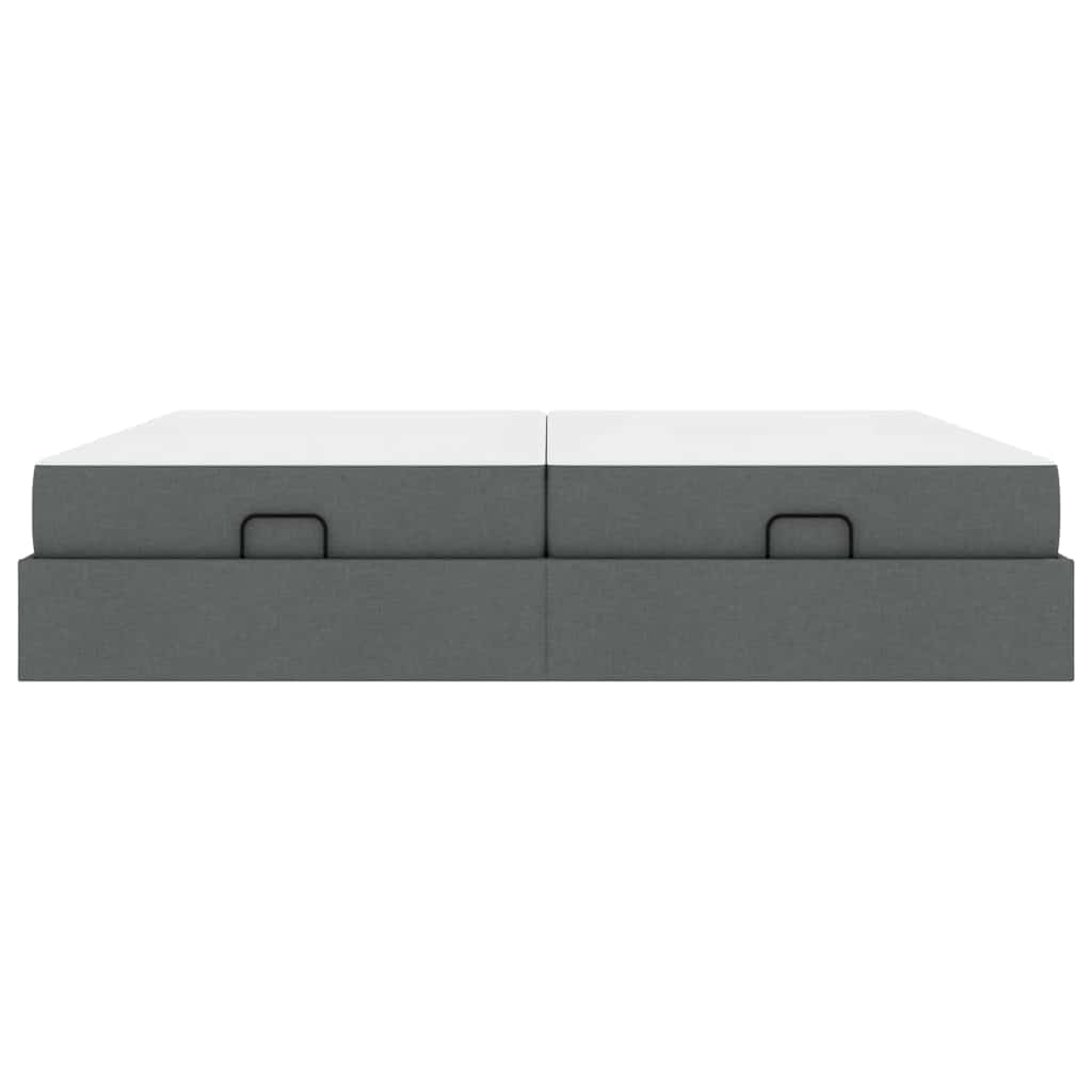 Bettgestell mit Speicher Dunkelgrau 200 x 200 cm Stoff