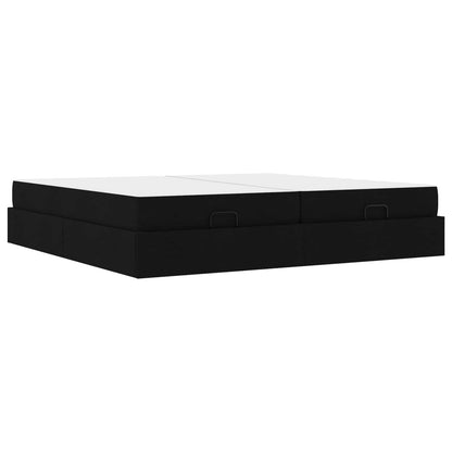Bettgestell mit Matratze 2 stk. Schwarz Stoff