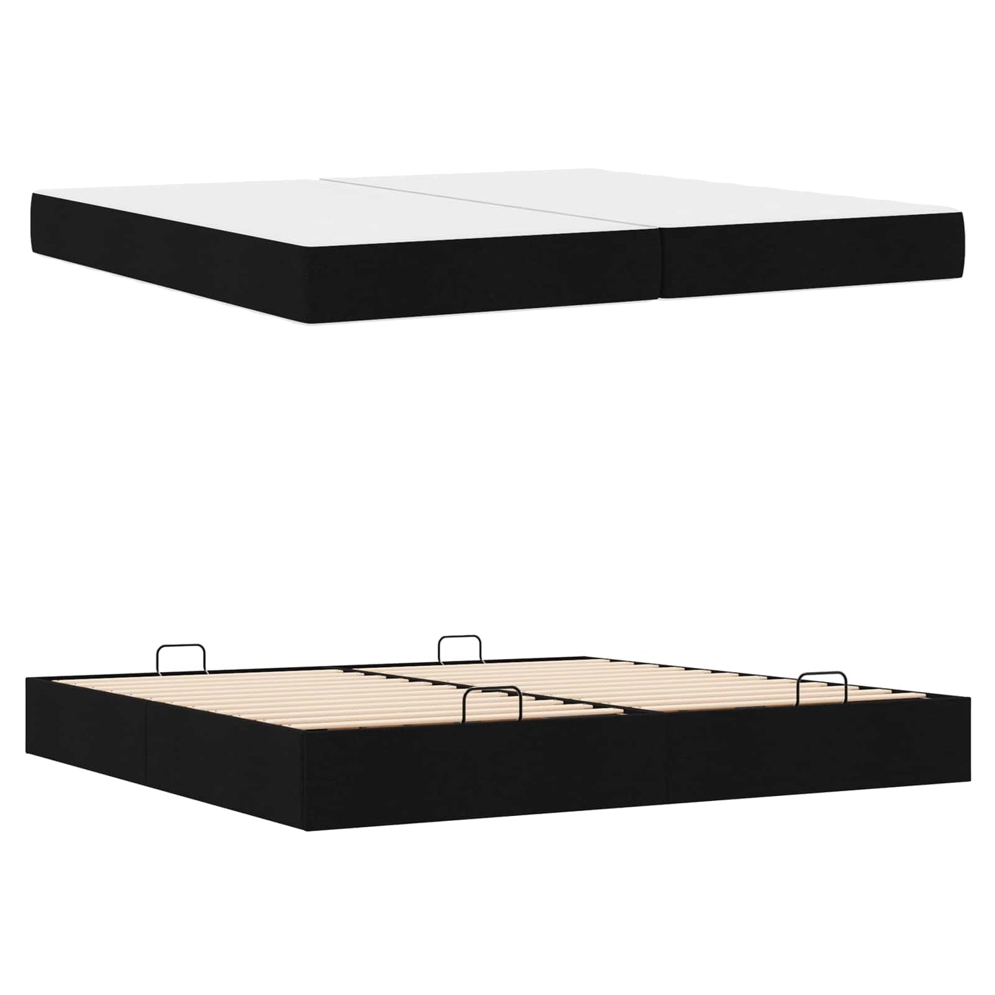 Bettgestell mit Matratze mit Matratze 2 pcs Schwarz Stoff