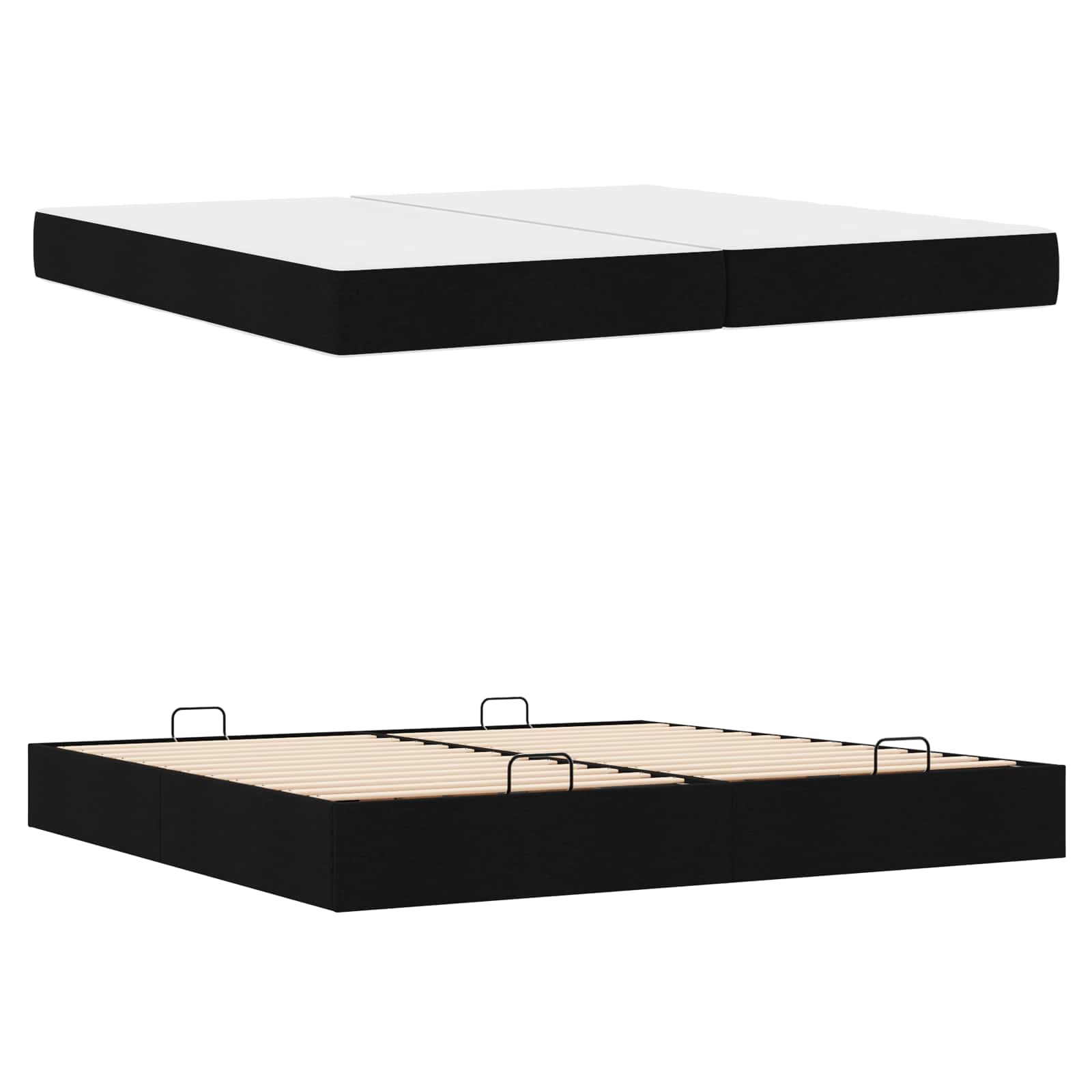 Bettgestell mit Matratze mit Matratze 2 pcs Schwarz Stoff