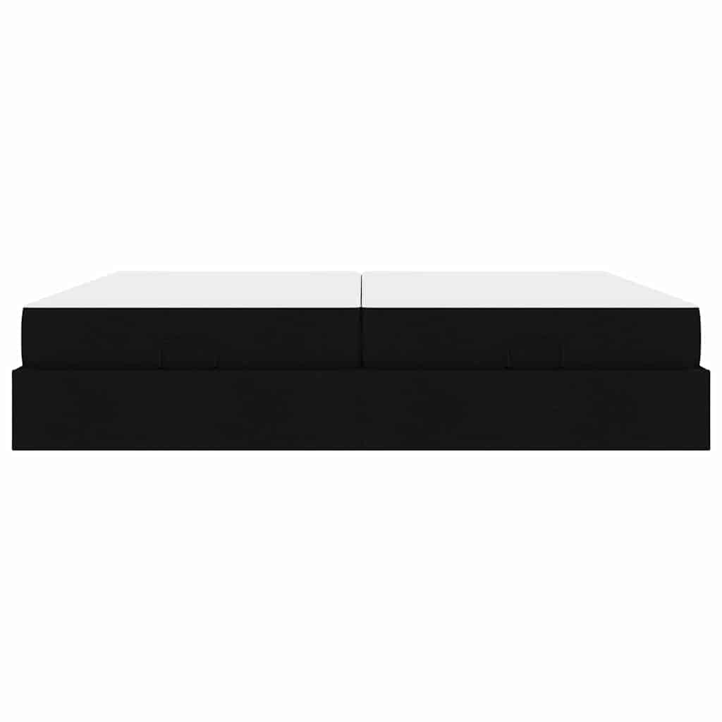 Bettgestell mit Speicher Schwarz 200 x 200 cm Stoff