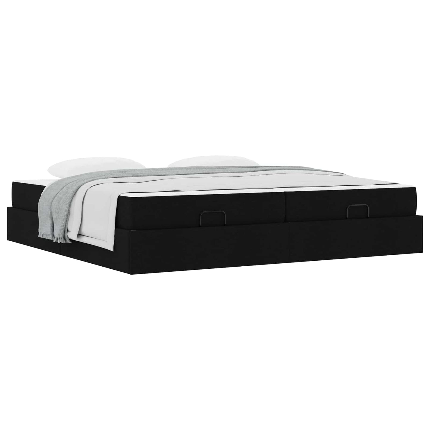 Bettgestell mit Matratze mit Matratze 2 pcs Schwarz Stoff