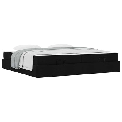 Bettgestell mit Matratze 2 stk. Schwarz Stoff