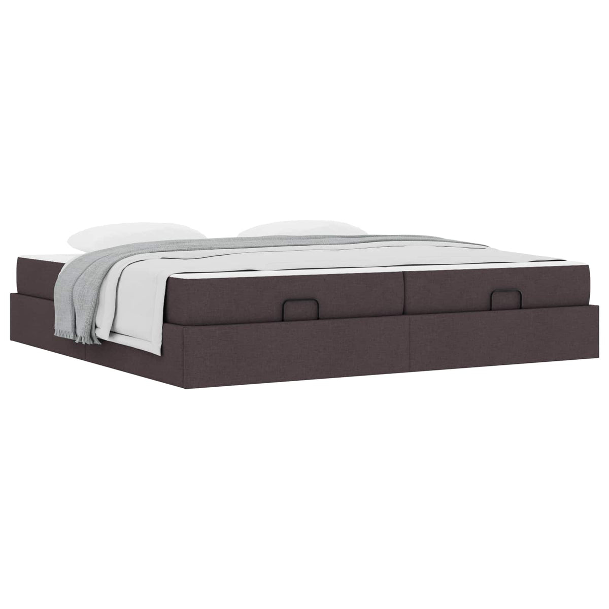 Bettgestell mit Matratze 2 Stk. Hellbraun Stoff