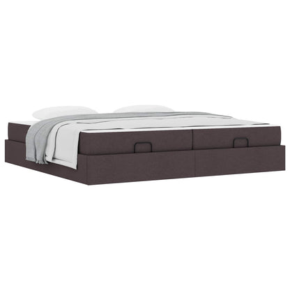 Bettgestell mit Matratze 2 Stk. Hellbraun Stoff