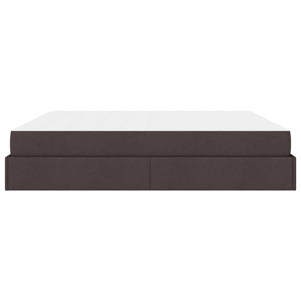 Bettgestell mit Speicher Dunkelbraun 200 x 200 cm Stoff