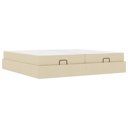 Bettgestell mit Matratze 2 Stk. Creme Stoff