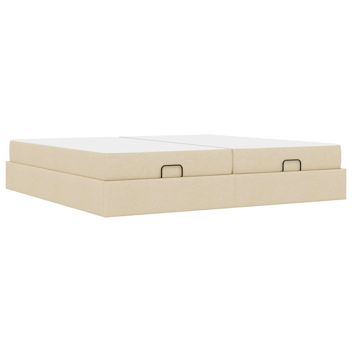 Bettgestell mit Matratze 2 Stk. Creme Stoff